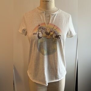 LoveShackFancy Speckled White Tee with vintage inspired graphic